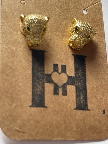 Jaguar Studs with emerald eyes