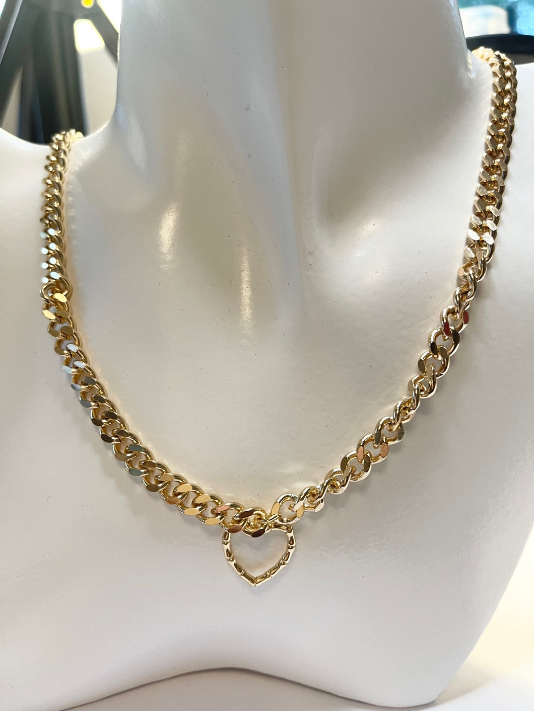 Cuban link chain with heart